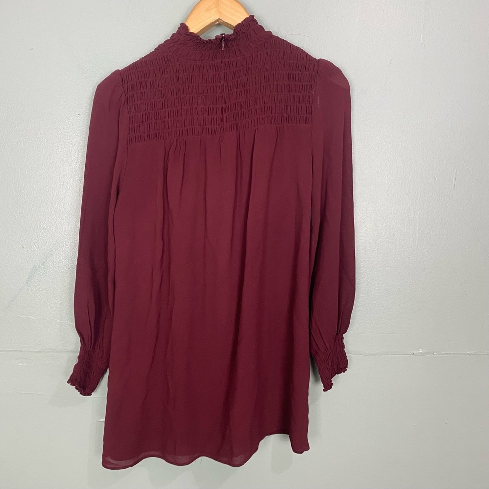 Reformation Brandi Mini Long Sleeve Burgundy Red Maroon Dress Medium Petite - Picture 2 of 9